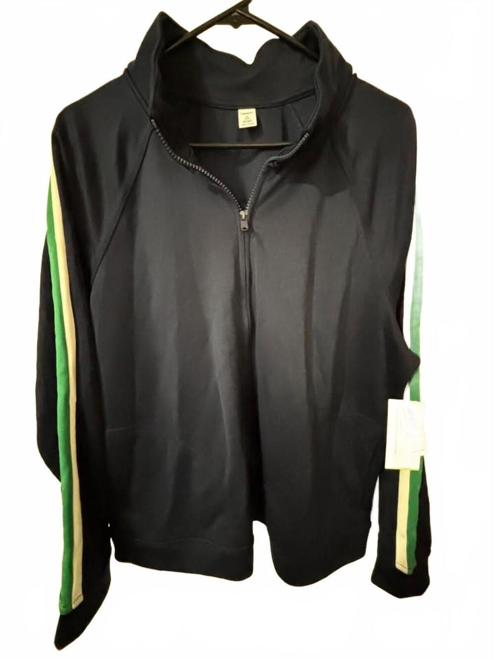 Old Navy NWT 2X Navy Blue Zip-Up w/ Green & White Stripes, leisure, retro sport